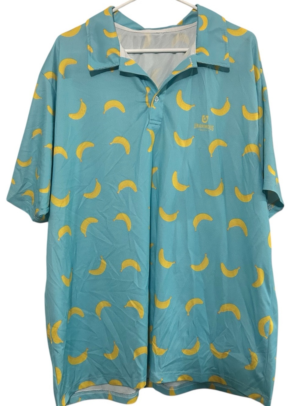 Light Blue Banana Print Polo Shirt - Brand: Unanimous Golf